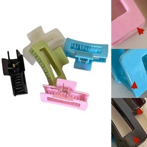Pink Multicolored Rectangular Medium Size Claw Clip Hair Accessory 5 Pack Bundle